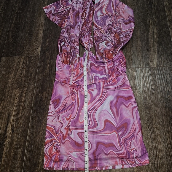 Bardot Retro Tie Dye Mesh Halter Neck Corset Dress SZ L - Picture 11 of 16